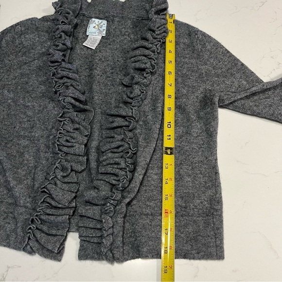 Anthropologie Tabitha Gray Knit Ruffle Cashmere Blend Cardigan Sweater - Picture 9 of 10